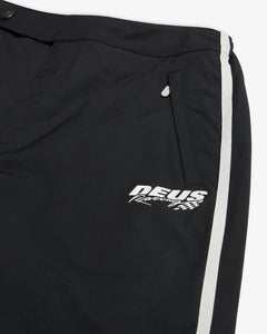 Deus Ex Machina Black Speedway Pant Front Detail Graphic And Welt Zipper