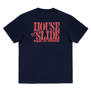 "House Of Slide Tee" - Dark Blue / Soft Red